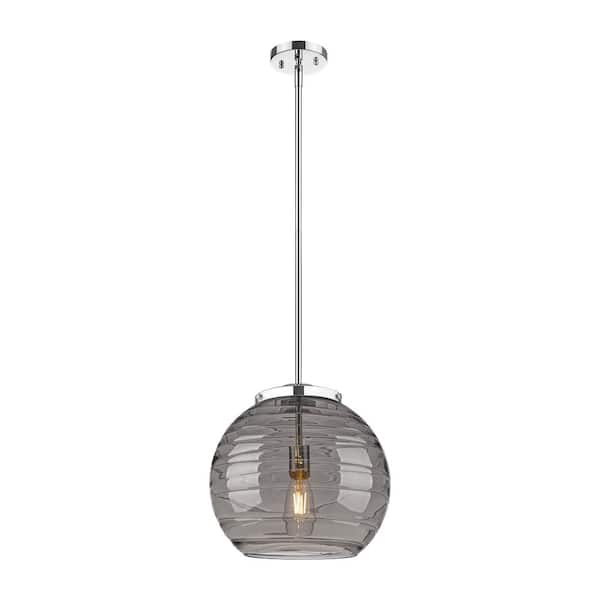Innovations Athens Deco Swirl 100-Watt 1-Light Polished Chrome Shaded Mini Pendant Light with Tinted Glass Shade
