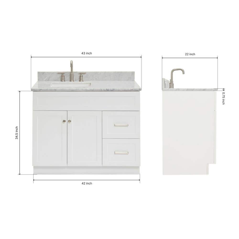 White Carrara Marble Top Single Basin Vanity Set