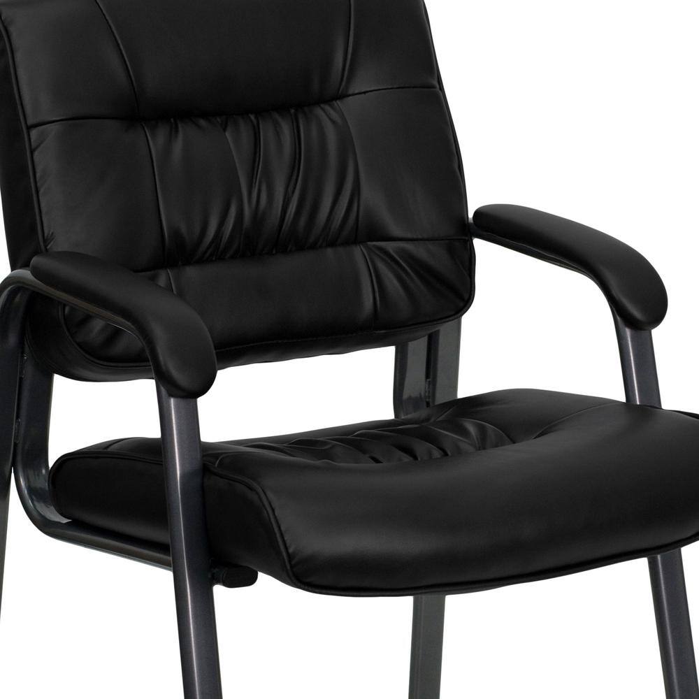 Black Leather Executive Side Chair with Titanium Frame