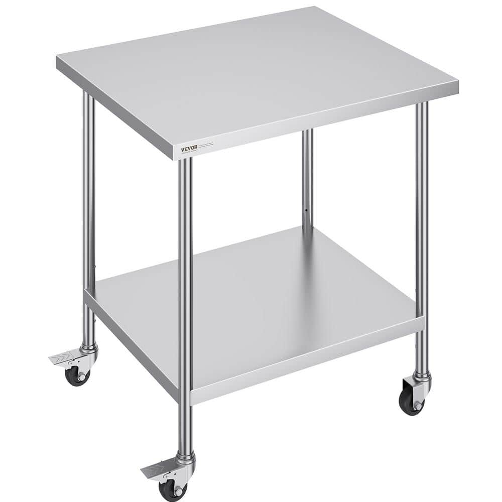 Stainless Steel Adjustable Height Work Table with Wheels