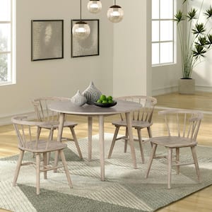 Veneten 5-Piece Natural Oak Wood Top Dining Room Set (Seats 4)