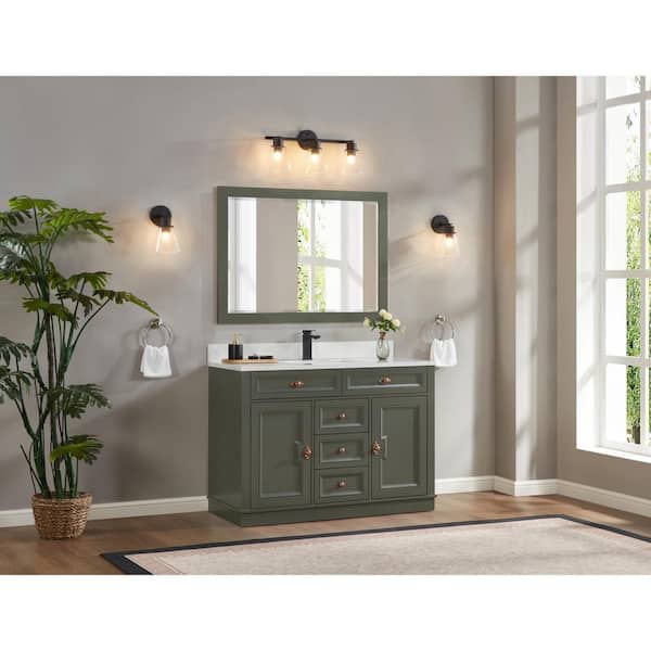 WS2516-48-ph 48 in. Single Sink Sink Vanity Pewter Green Bath Vanity with White 1 in. Artificial Stone Top