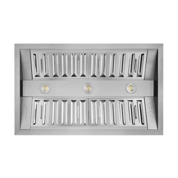 HAUSLANE Pro-Style 40 in. 500 CFM Insert Range Hood (21 in. Deep) Convertible with Low Noise Operation in Stainless Steel