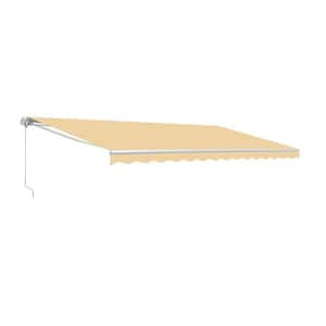 10 ft. Motorized UV Polyester Retractable Patio Awning in Ivory