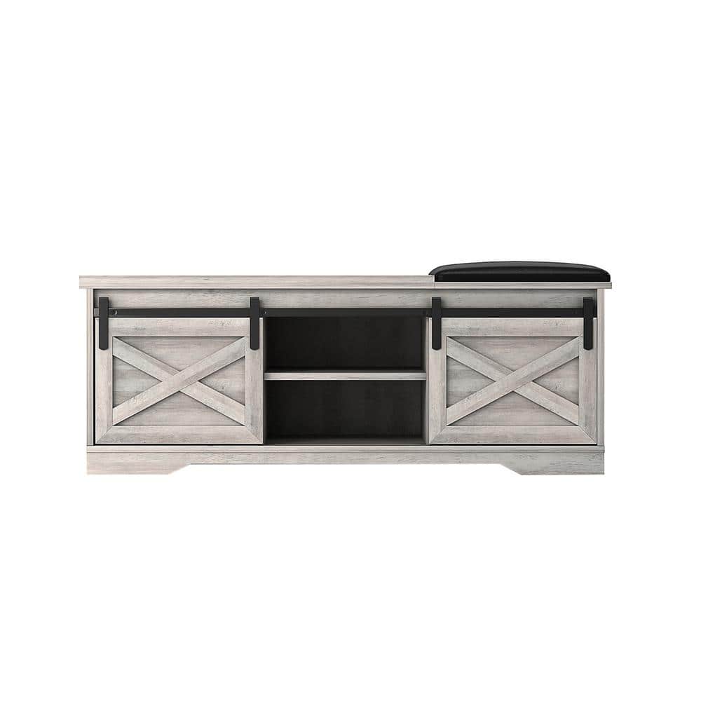 Lindi 18.7 in. H x 47.24 in. W Particle Board Shoe Storage Bench in Antique