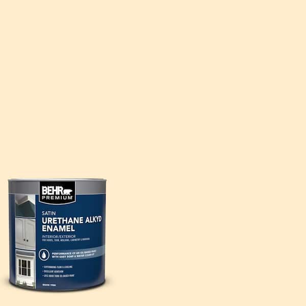 BEHR PREMIUM 1 qt. #320A-2 Provence Creme Satin Enamel Urethane Alkyd Interior/Exterior Paint