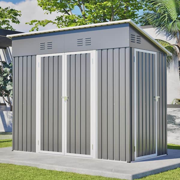 Yokayoay 4 ft. x 8 ft. Outdoor Heavy-Duty Metal Storage Shed with