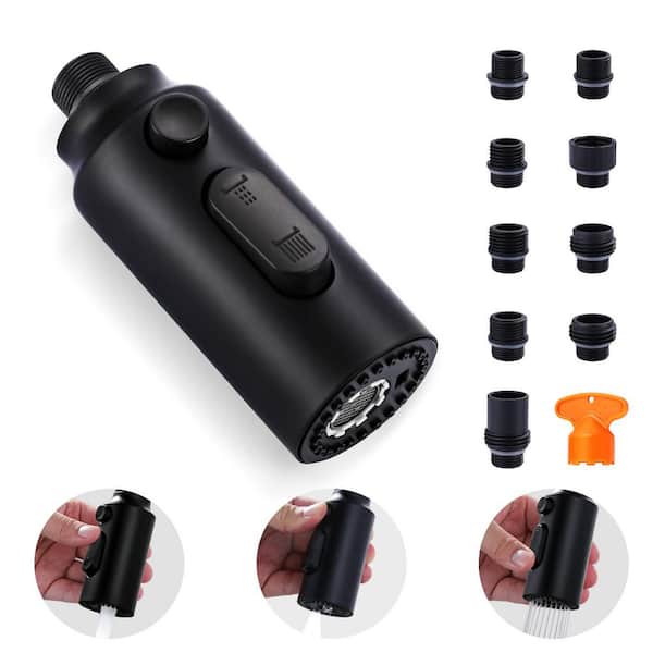 3 Modes Kitchen Faucets Sprayer Replacement with 9-Adapters in Matte Black