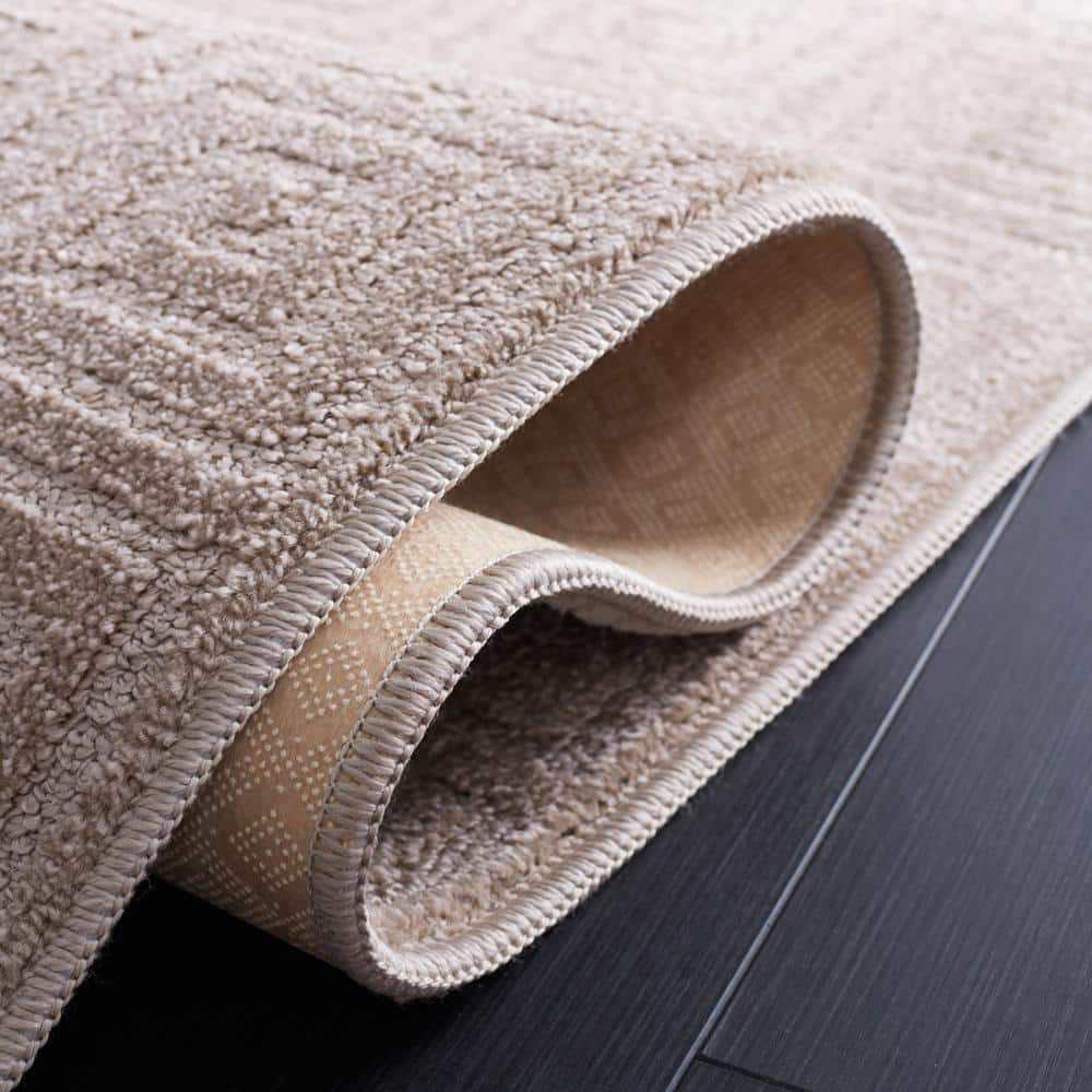 Beige Hand-Knotted Synthetic Rectangular Area Rug