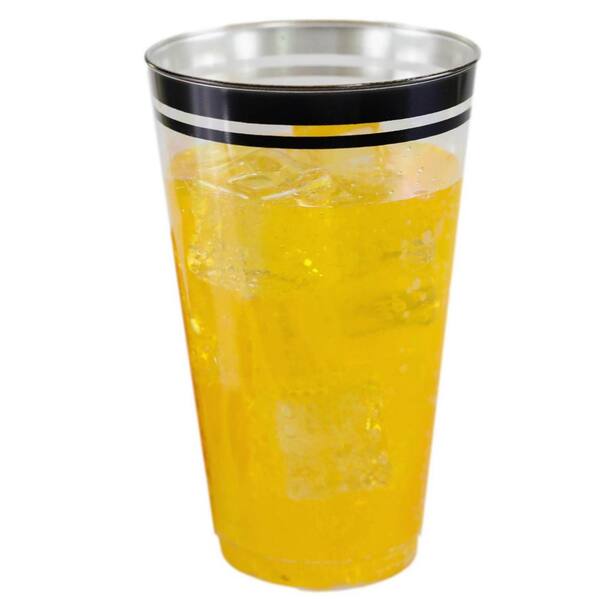 PERFECT SETTINGS 16 oz. 2 Line Black Rim Clear Disposable Plastic Cups