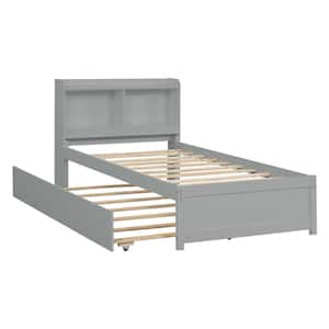 Gray Bookcase Twin Bed with Trundle