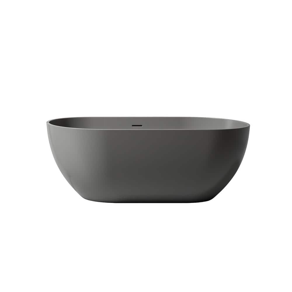 59 in. x 30 in. Soaking Bathtub with Center Drain in Grey
