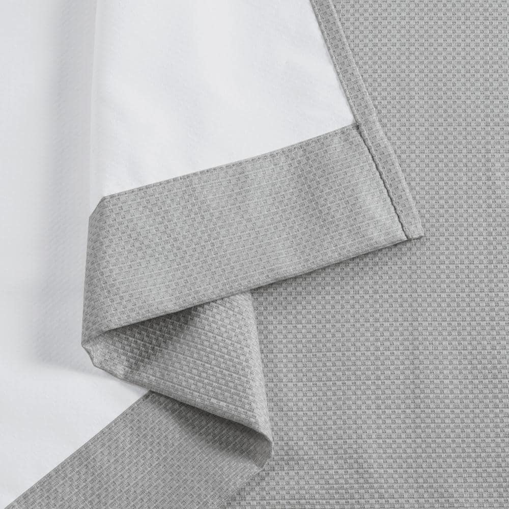 Gray Basketweave Room Darkening Outdoor Curtain Panel Pair