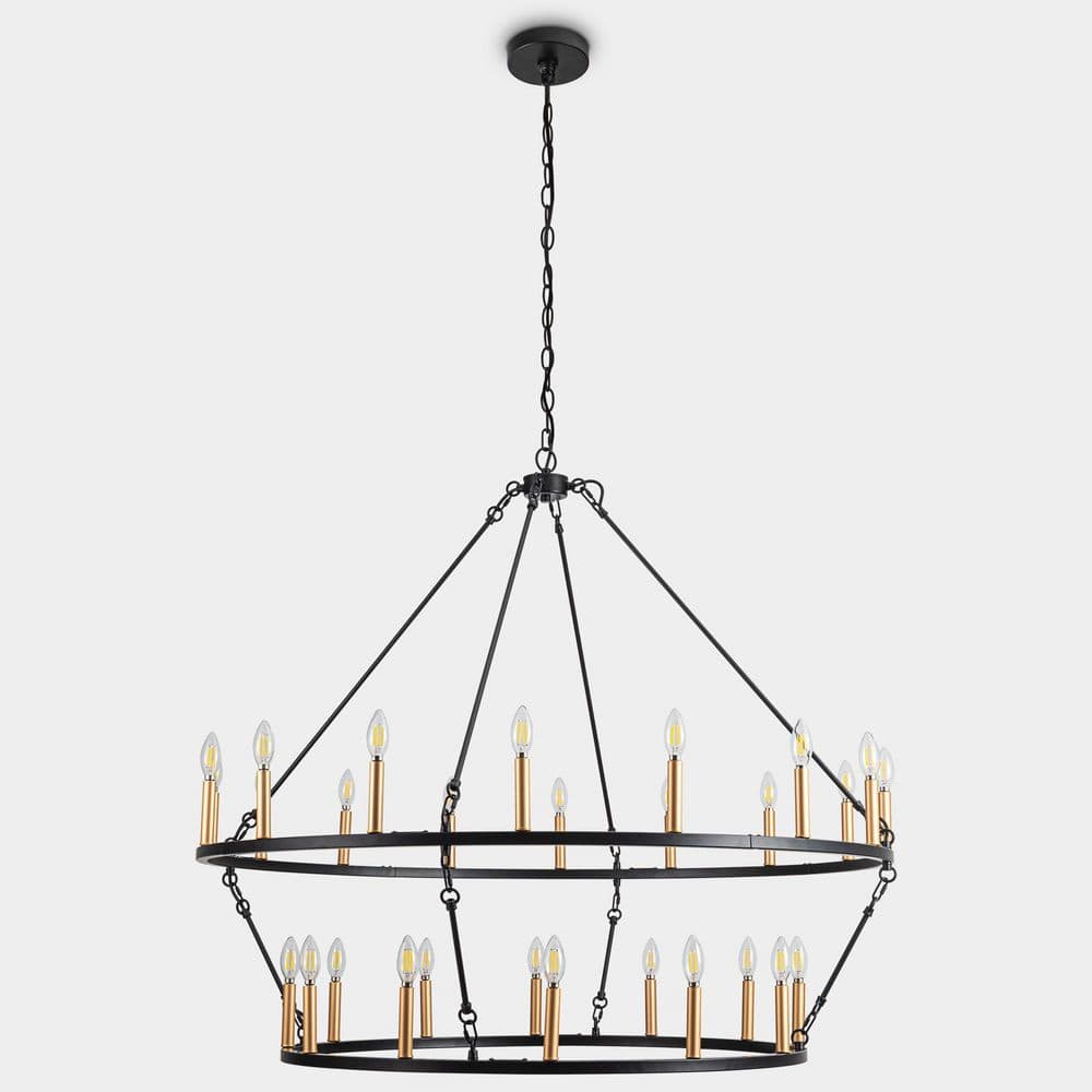 Modern Series 27-Light Chandelier Black and Gold Round Chandelier for Living Room with no bulbs included price history on PriceWatchPro