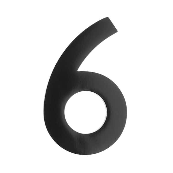 5 in. Black Floating House Number 6