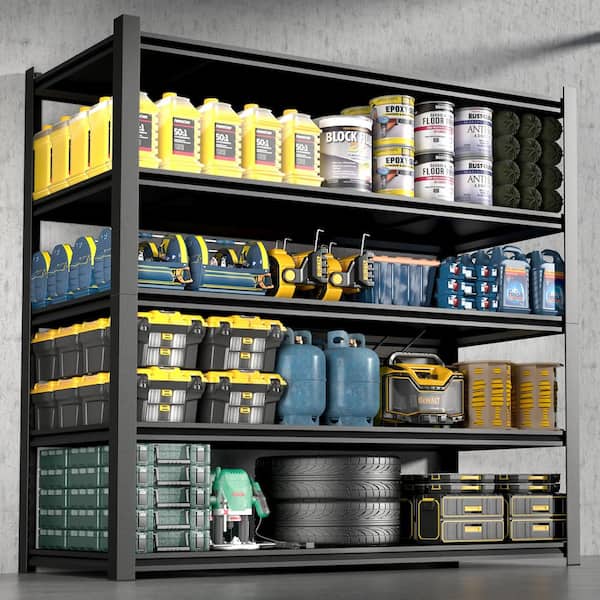 72.05 in. Tall Black Metal Shelves: 5 Removable Dividers, Ideal for Garage, Kitchen and Office
