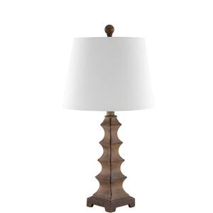Savona 24 in. Copper Indoor Table Lamp with White Barrel Shaped Shade