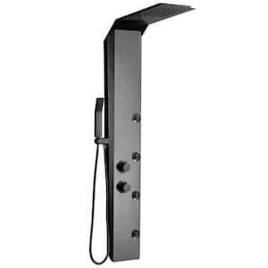 4-Jet Rainfall Shower Panel System with Rainfall Shower Head and Shower Wand in Black