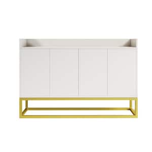11.81 in. W x 47.24 in. D x 31.69 in. H White Linen Cabinet with Square Metal Legs and Particle Board Material