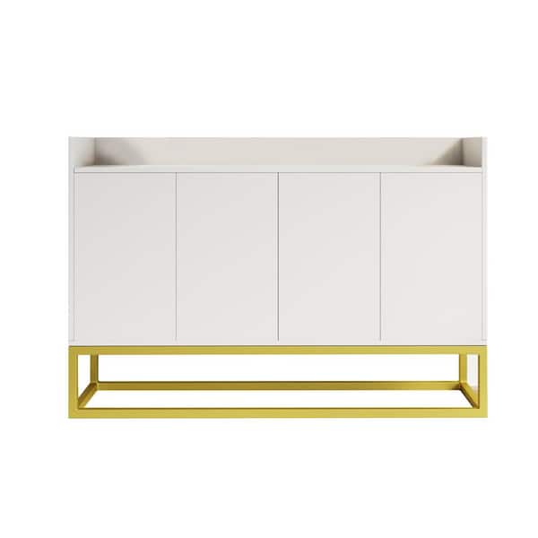 Unbranded 11.81 in. W x 47.24 in. D x 31.69 in. H White Linen Cabinet with Square Metal Legs and Particle Board Material