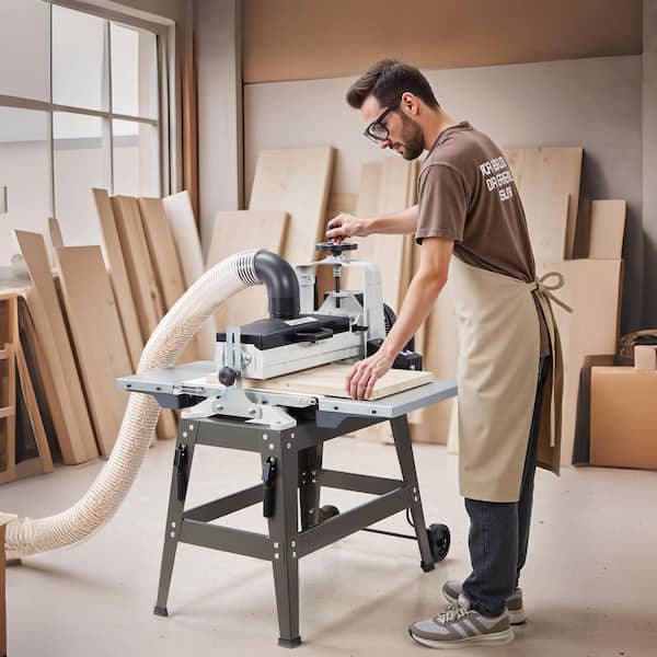 SKYSHALO 16 in. Drum Sander with Stand and Extension Tables, 1.5HP