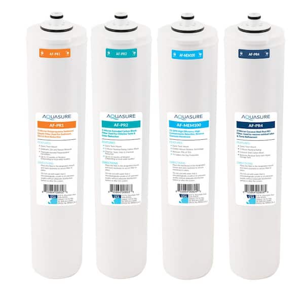 AQUASURE Premier 100 GPD Reverse Osmosis Complete 4 Stages Water Filter Cartridge