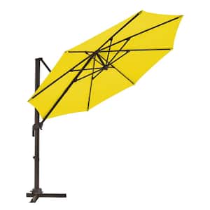 9 ft. Round 360-Degree rotation Cantilever Patio Umbrella in Yellow