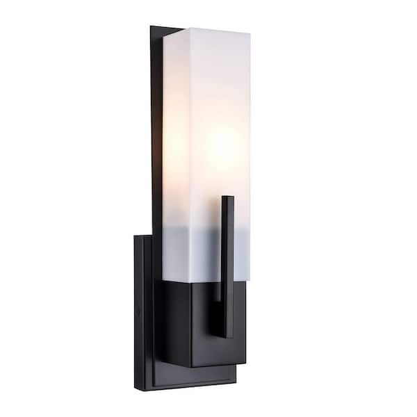 CLAXY 6.3 in. 1 light Black Modern Wall Sconce with Glass Shade