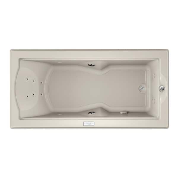 JACUZZI FUZION 70.7 in. x 35.4 in. Rectangular Whirlpool Bathtub with Right Drain in Oyster