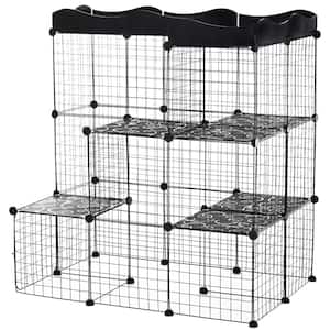 Pet Playpen Small Animal Cage Portable Metal Wire Yard Fence with Door, Ramp, Platform for Kitten, - 41 in. L