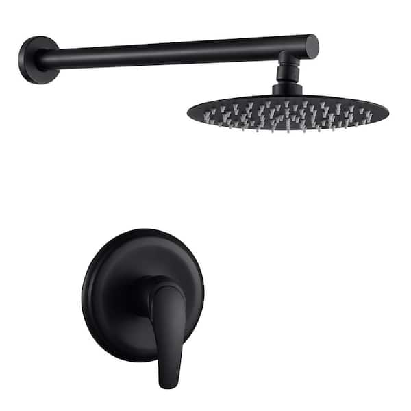 Rainfull Single Handle 1-Spray 9 in. Shower Faucet 1.8 GPM Kit with Pressure Balance Valve in Matte Black