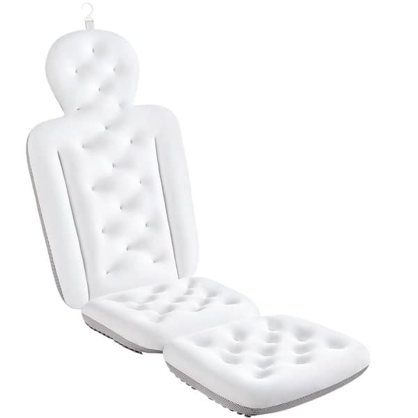 51 in. x 16 in. Full Body Bath Pillow in White, Made of Polyester Materials, Thick Bathtub Cushion with Laundry Bag