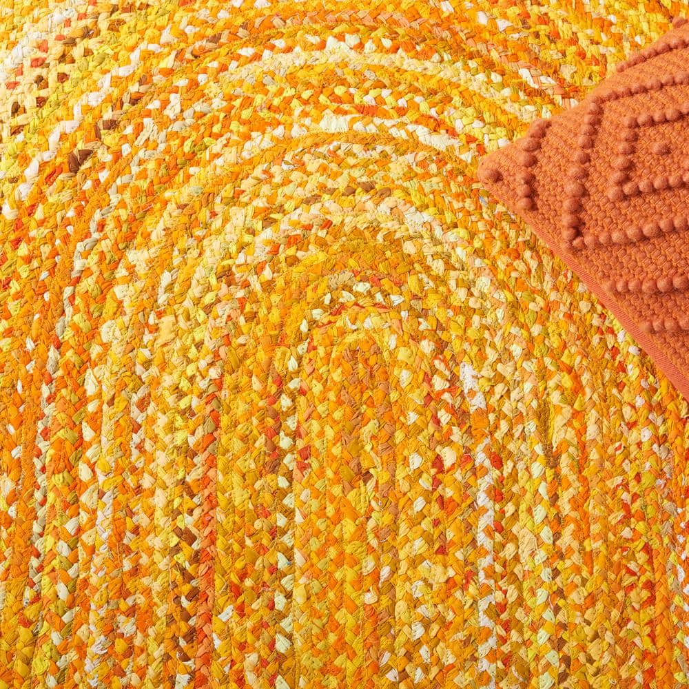 Handmade Yellow Cotton Braided Oval Area Rug 4' x 6'