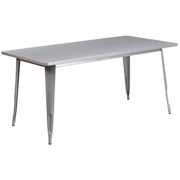 Carnegy Avenue Silver Rectangle Metal Outdoor Bistro Table