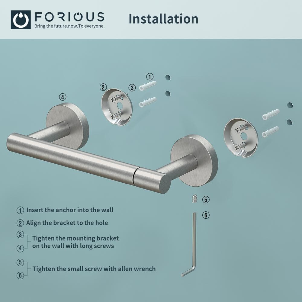 Brushed Nickel Stainless Steel Wall Mounted Toilet Paper Holder