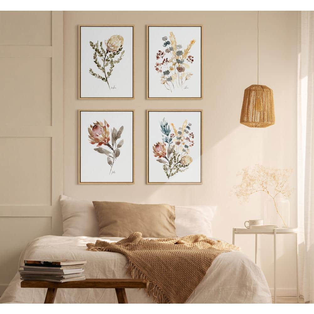 Wild King Protea Red and Orange Framed Canvas Art