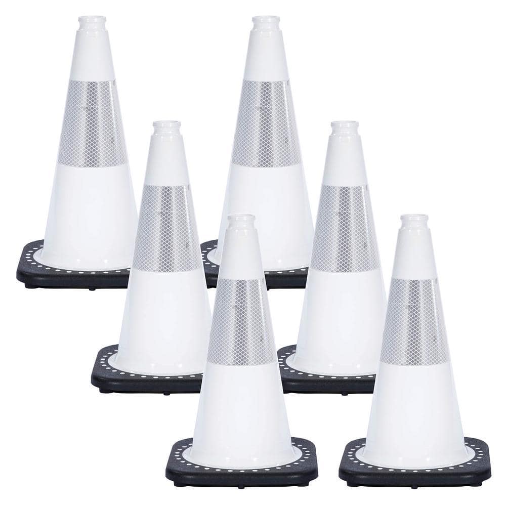 Mr. Chain 18 in. White Reflective Traffic Cones 87571-6 - The Home