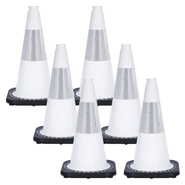 18 in. White Reflective Traffic Cones