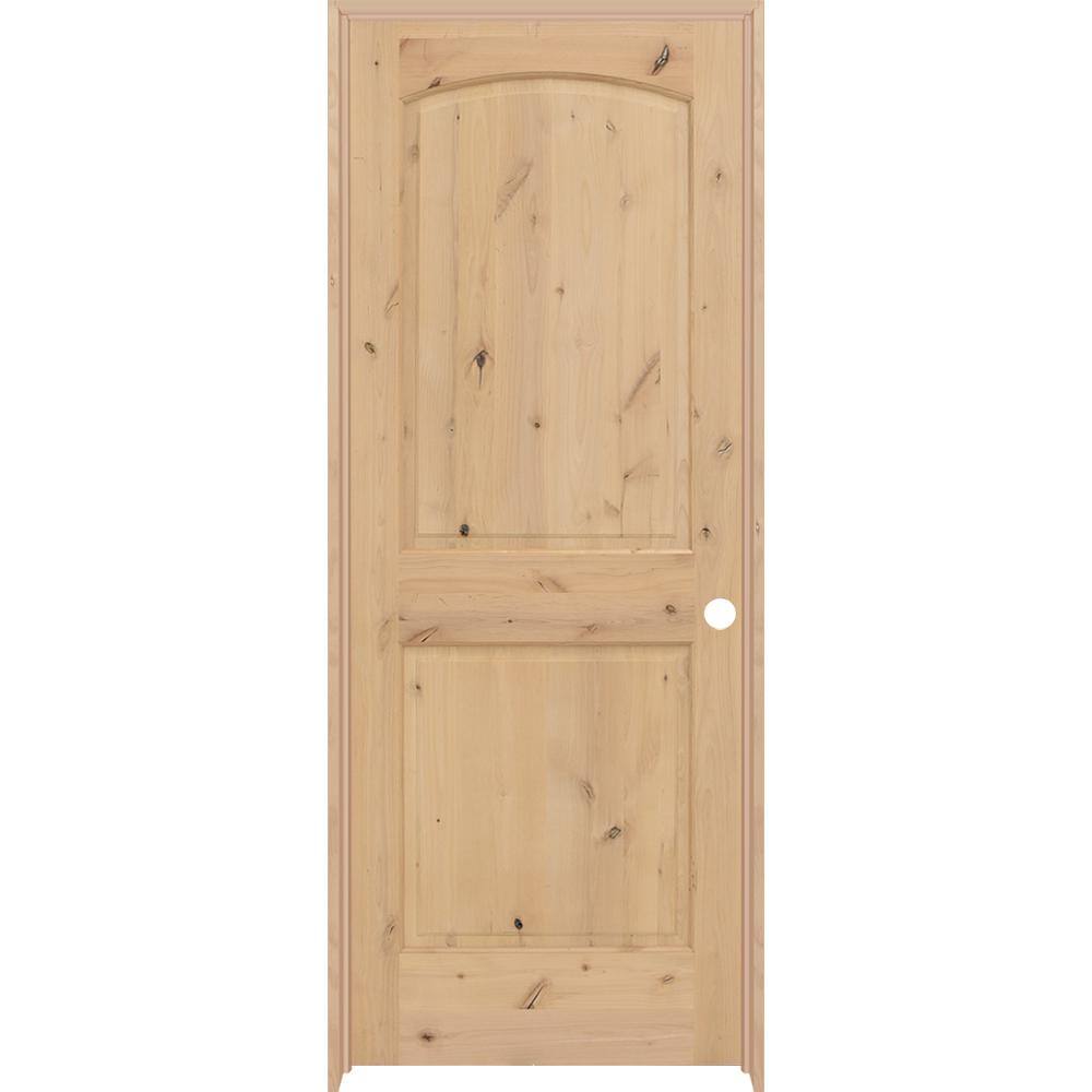 32 in. x 80 in. 2-Panel Round Top Left-Hand Unfinished Knotty Alder Prehung Interior Door with Nickel Hinges price history on PriceWatchPro
