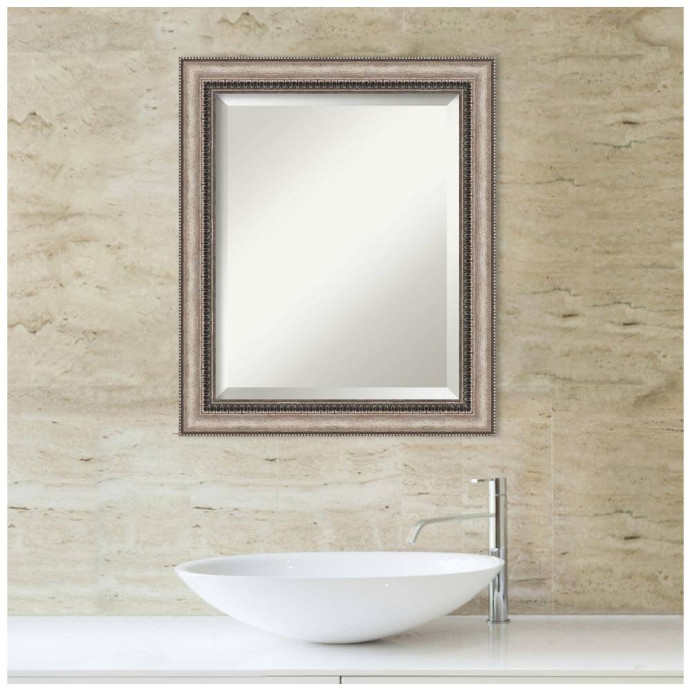 Lyla Ornate Silver and Bronze Rectangular Bathroom Vanity Mirror