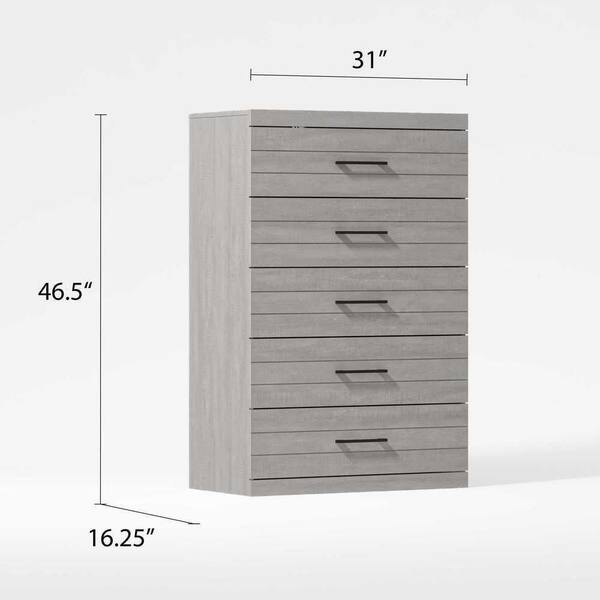 GALANO Hamsper 5-Drawer Dusty Gray Oak Chest of Drawers (46.4 in