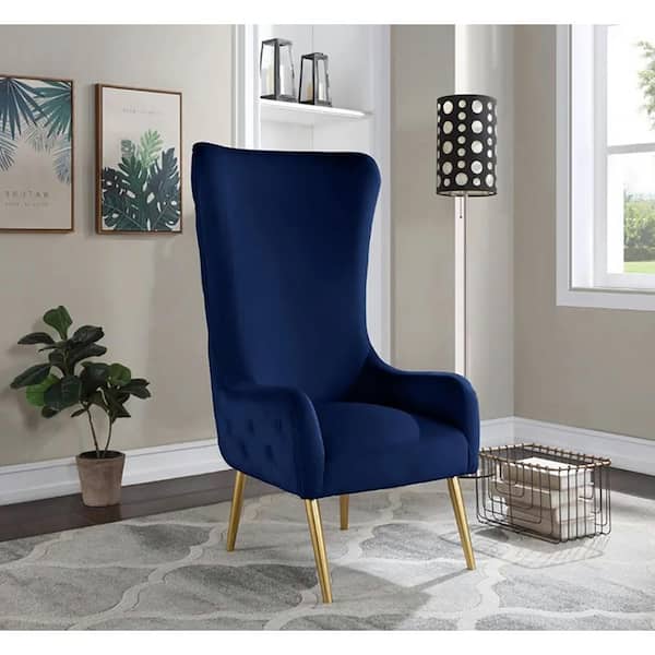 Modern Wing Chair, Velvet Highback Chair
