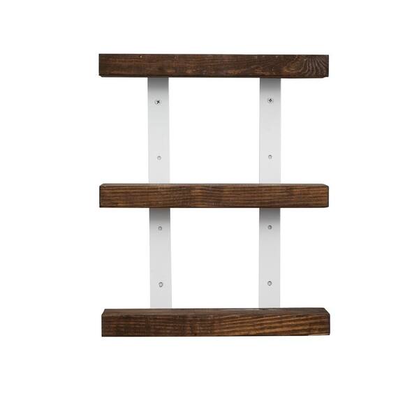 Del Hutson Designs 16 in. Dark Walnut Grace Chic 3-Tier Floating Shelf