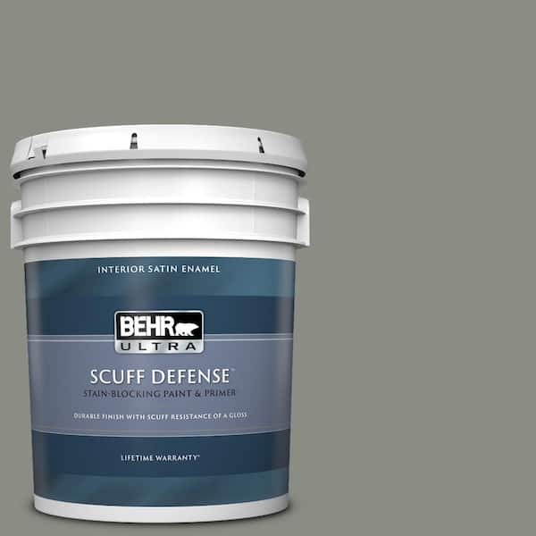 BEHR ULTRA 5 gal. #N380-5 Naturalist Gray Extra Durable Satin Enamel Interior Paint & Primer