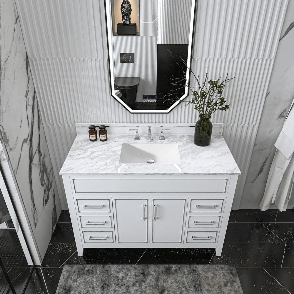 Aspen 48'' White Marble Top Single Bathroom Vanity