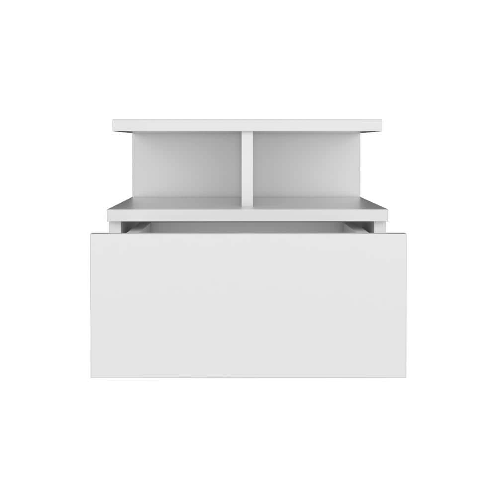 Modern 14.02 in. W x 13.23 in. D White Particle Board Floating Decorative W