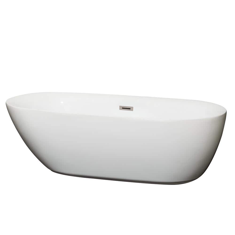Melissa 71'' White Freestanding Acrylic Soaking Bathtub