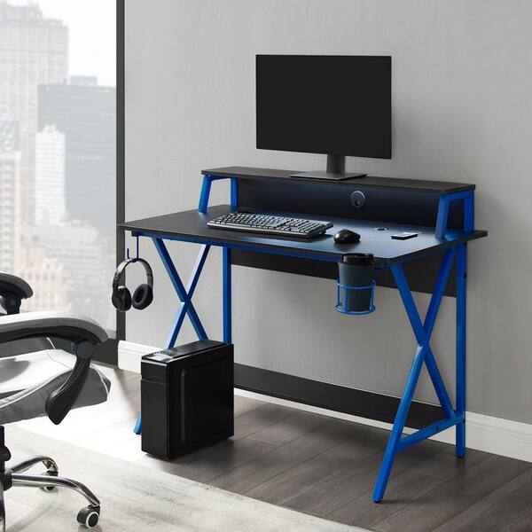 blue and black desk