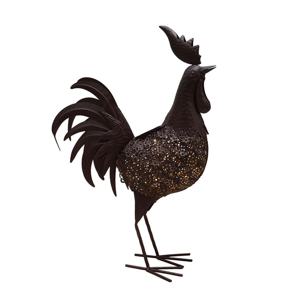 24 in. Steel Indoor/Outdoor Animal Garden Rooster Metal Bird Sculpture Stat