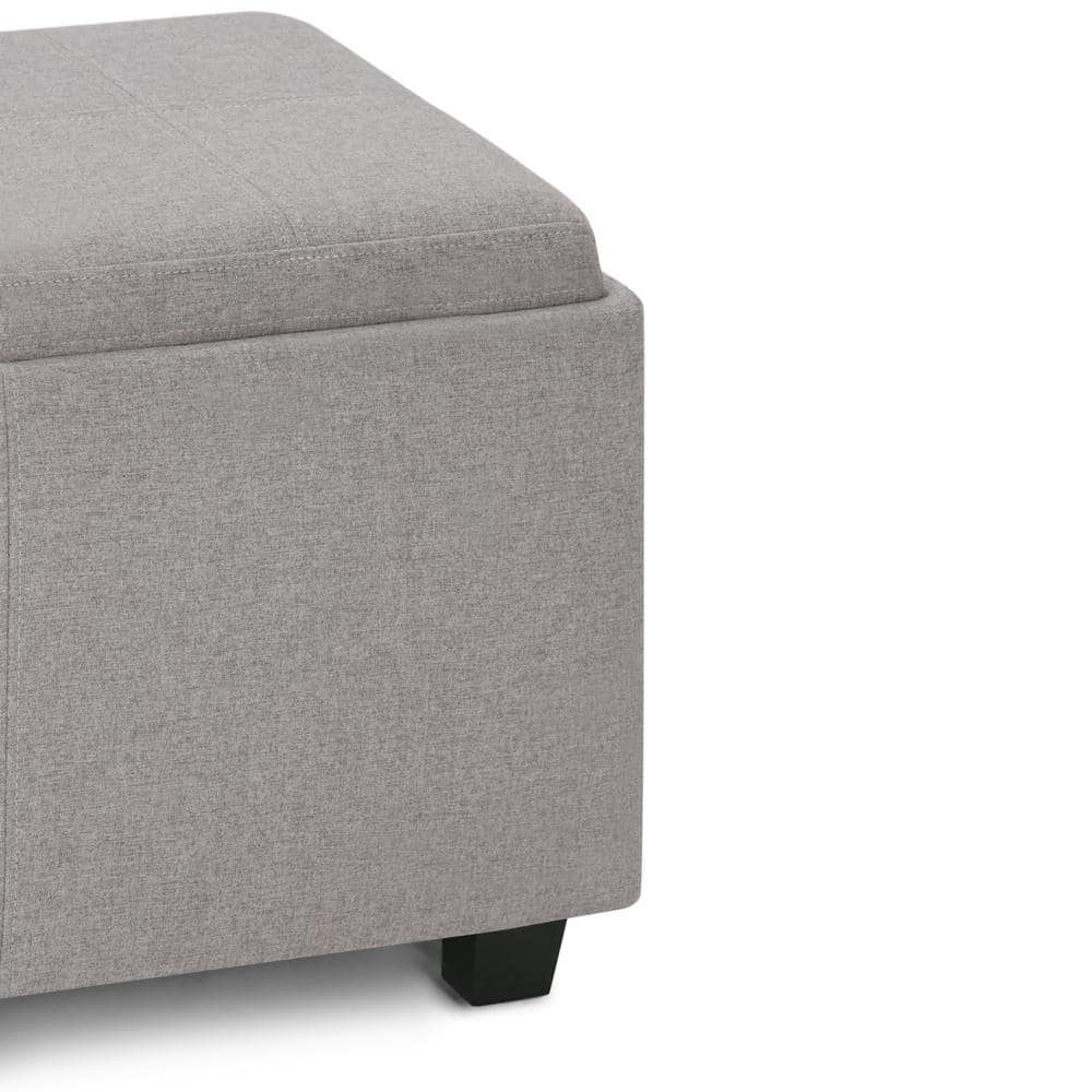 Avalon Cloud Grey Extra Large Storage Ottoman with Serving Trays